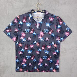 Proud 90 Polo Shirt Mens Size 2X Golf Short Sleeve Lily Flower Print Buttons